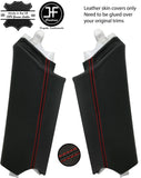 RED STITCH 2X REAR UPPER C PILLAR REAL LEATHER COVERS FITS AUDI Q5 2008-2015
