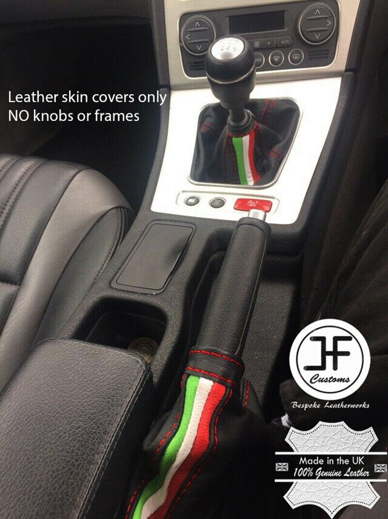 RED ST TOP GRAIN ITALIAN FLAG GEAR & HANDBRAKE GAITER FOR ALFA ROMEO BRERA 06-11