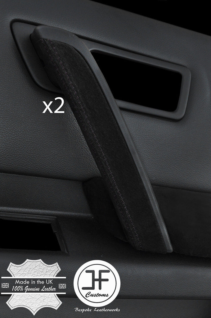 BLACK STITCH 2X FRONT DOOR HANDLE TRIM SUEDE COVER FOR INFINITI FX35 FX45 03-08