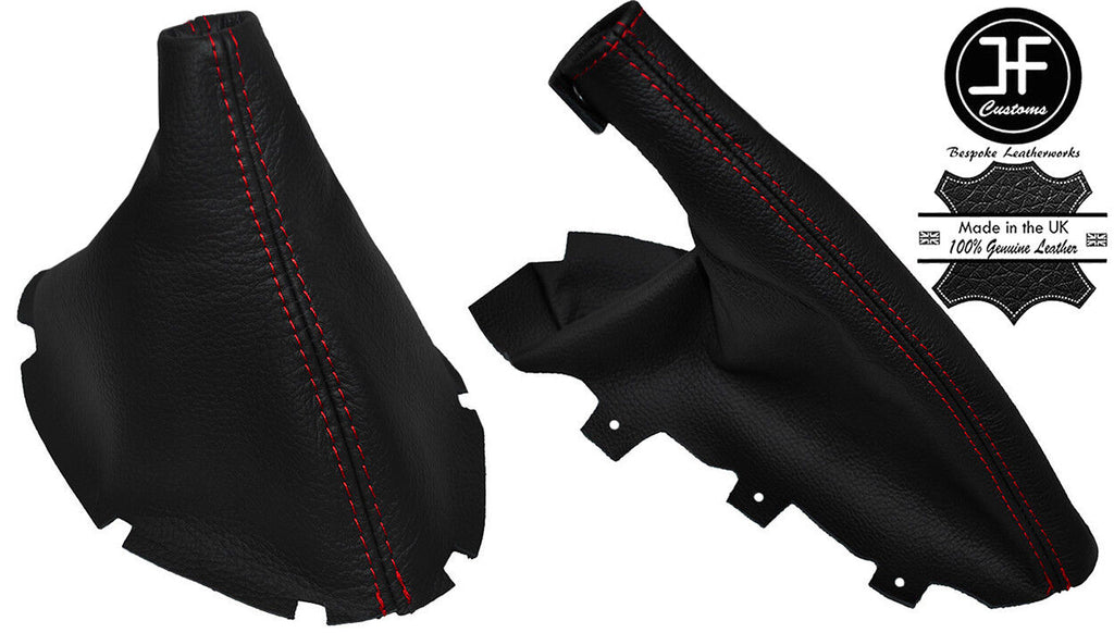 RED STITCH BLACK LEATHER GEAR + HANDBRAKE GAITER FITS JAGUAR S-TYPE 1999-2008