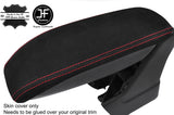 RED STITCHING ARMREST LID REAL SUEDE COVER FOR CITROEN C4 CACTUS 2014-2018