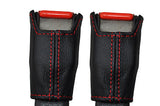 RED STITCH FITS TOYOTA SUPRA MK3 86-93 2X FRONT SEAT BELT STALK LEATHER COVERS