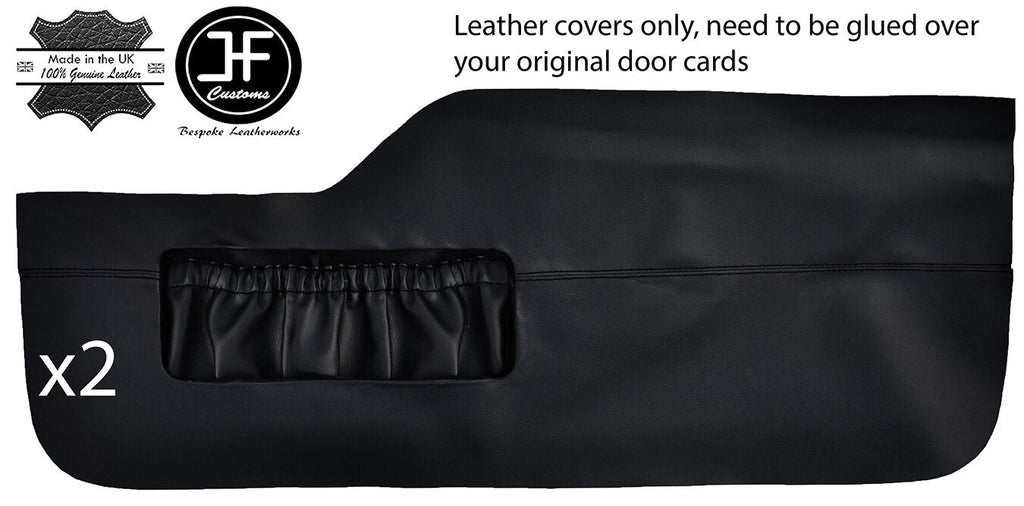 BLACK STITCH 2X FRONT LOWER DOOR CARD TRIM LEATHER COVERS FITS VW TYPE 3 T3