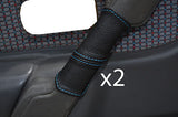 blue stitch FITS FORD ESCORT MK4 2X DOOR HANDEL LEATHER COVERS CUSTOM NEW