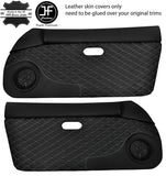 GREY DIAMOND STITCH 2X DOOR CARD LEATHER COVERS FOR MAZDA MX5 MK1 MIATA 89-97