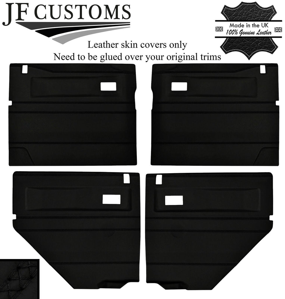 BLACK LUX-STITCH LEATHER 4X FRONT REAR DOOR COVERS FOR DEFENDER 90 110 STYLE2