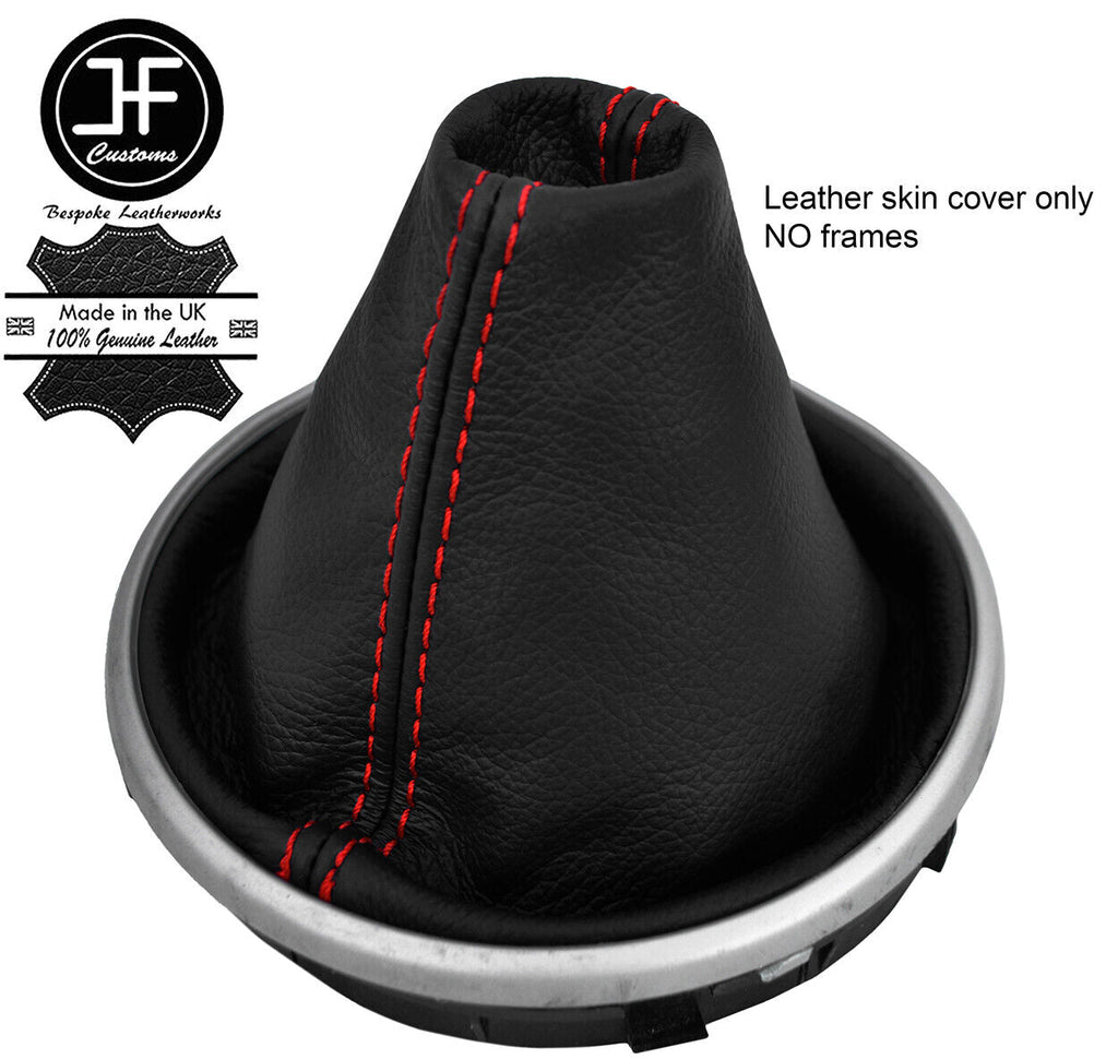 RED  STITCHING MANUAL TOP GRAIN LEATHER GEAR GAITER FITS SKODA FABIA MK2 07-14