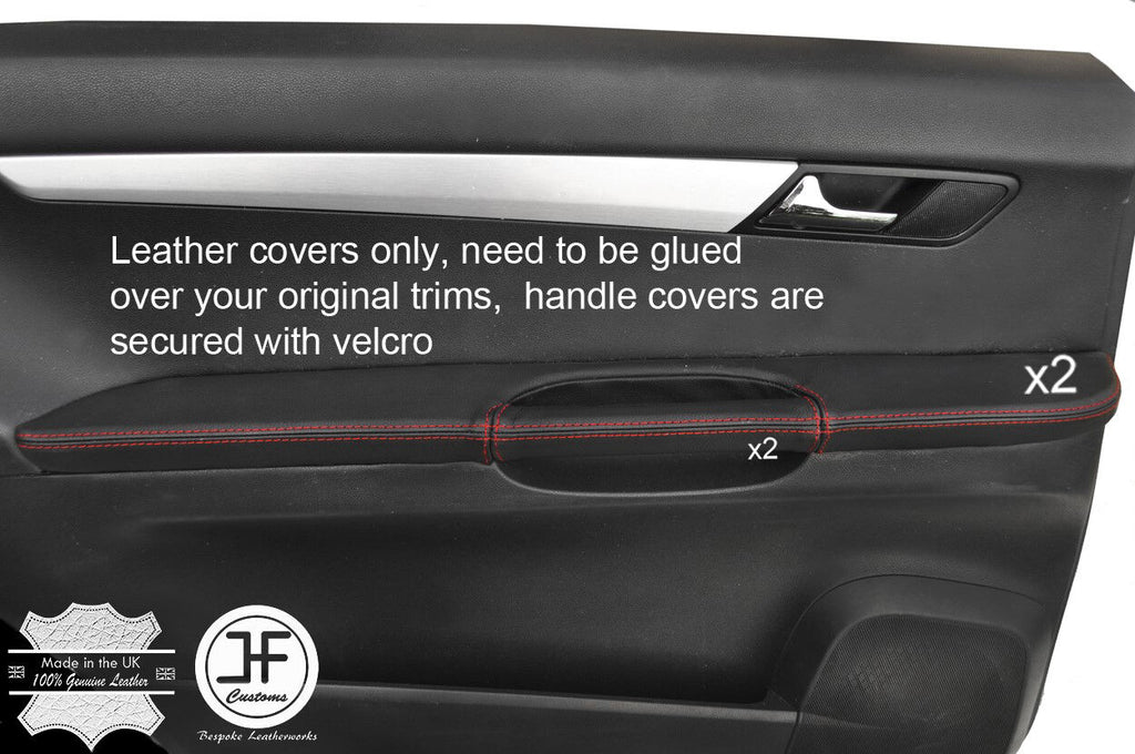 RED STITCH 4X REAR DOOR HANDLE ARMREST LTHR COVERS FOR MERCEDES R CLASS W251
