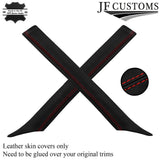 RED STITCH 2X A PILLAR REAL LEATHER COVERS FITS BMW E30 84-93 CONVERTIBLE