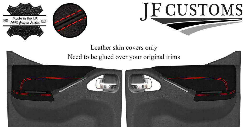 RED STITCH LEATHER REAR DOOR TRIM +ARMREST COVERS FOR NISSAN NAVARA D40 05-10
