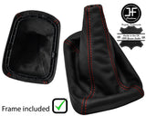 RED STITCH LEATHER MANUAL GEAR GAITER+PLASTIC FRAME FOR JEEP LIBERTY KJ 02-07