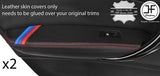 RED STITCH TRI STRIPE 2X REAR DOOR ARMREST LEATHER COVERS FOR BMW F20 2011-2017