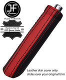 BLACK & RED REAL LEATHER HANDBRAKE HANDLE COVER FITS SKODA OCTAVIA 2009-2013