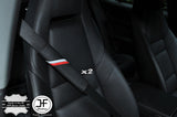 2X FOR AUDI SPORT STRIPES LEATHER BLACK STITCH LUXURY SHOULDER SEAT BELT PADS