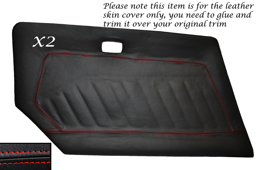 RED STITCH 2X DOOR CARD LEATHER SKIN COVER FITS DATSUN 240Z 260Z 280Z CUSTOM NEW