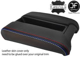 BLACK LEATHER TRI STITCHING SLIDING PHONE ARMREST COVER FITS BMW E39 1996-2003