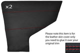 RED STITCH 2X REAR DOOR CARD PANEL LEATHER SKIN COVERS FITS AUSTIN METRO