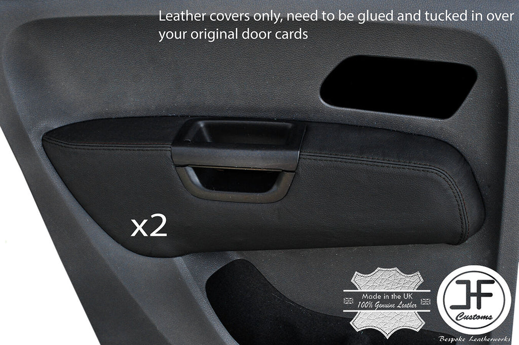 BLACK STITCH 2X REAR DOOR ARMREST LEATHER COVERS FITS VW AMAROK 2010-2017
