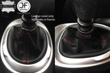 RED STITCHING MANUAL LEATHER GEAR GAITER FITS NISSAN JUKE 2010-2016 CUSTOM NEW