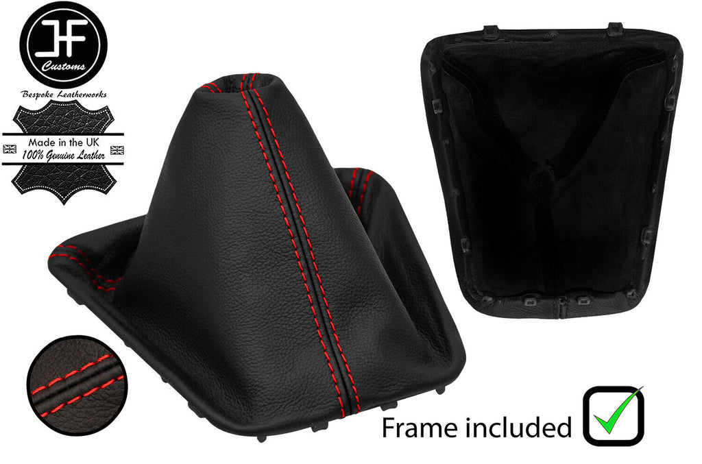 RED STITCH LEATHER GEAR GAITER+PLASTIC FRAME FOR VAUXHALL GRANDLAND X 17-20