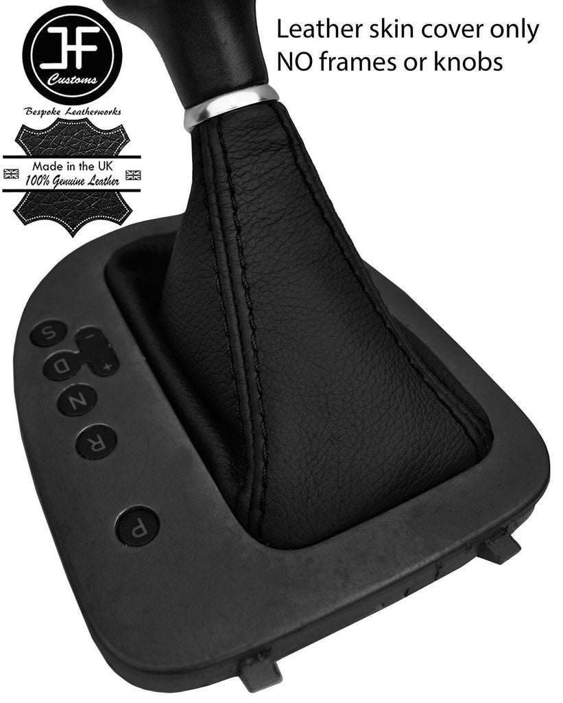 BLACK STITCH TOP GRAIN LEATHER AUTOMATIC GEAR GAITER FOR SEAT LEON MK2 10-12