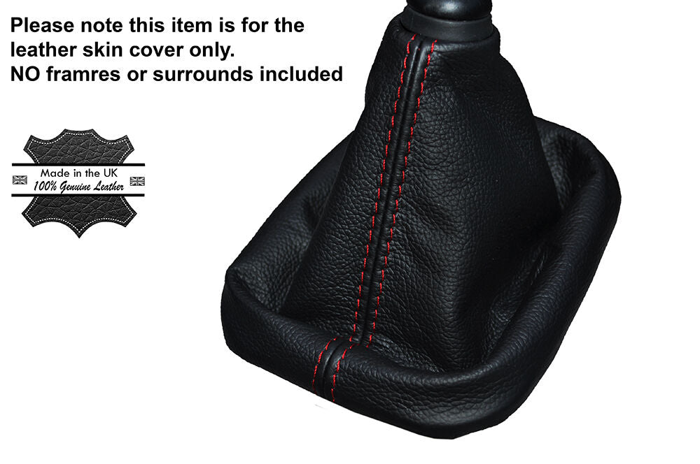 RED STITCHING MANUAL LEATHER SKIN GEAR GAITER FITS HYUNDAI IX35 2010-2015