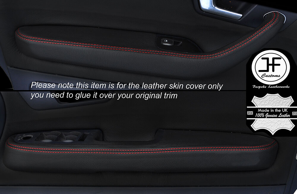 RED STITCH 2X FRONT DOOR HANDLE ARMREST COVERS FITS AUDI A4 B6 2001-2004