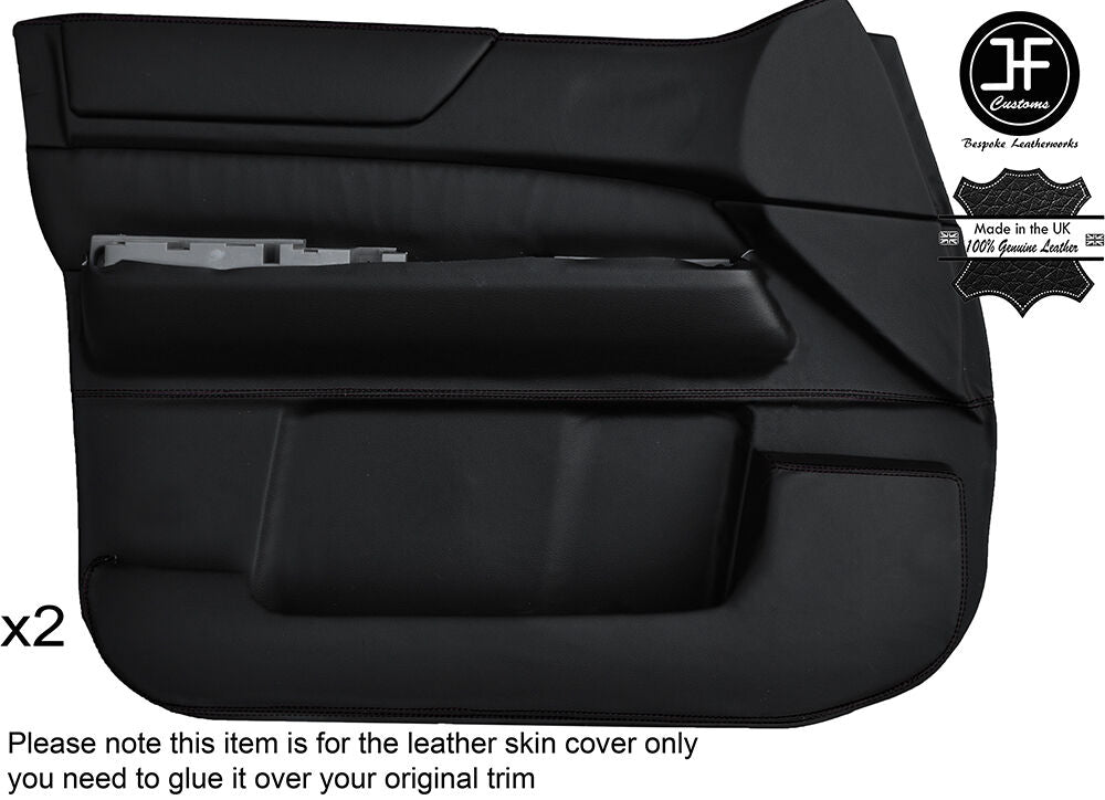 BLACK STITCHING 2X FRONT FULL DOOR CARD LEATHER COVERS FITS PATROL Y61 98-13