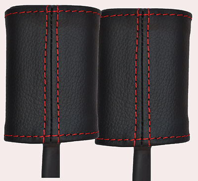 red stitch FITS ALFA ROMEO 147 01-09 2X FRONT SEAT BELT STALK LEATHER COVERS