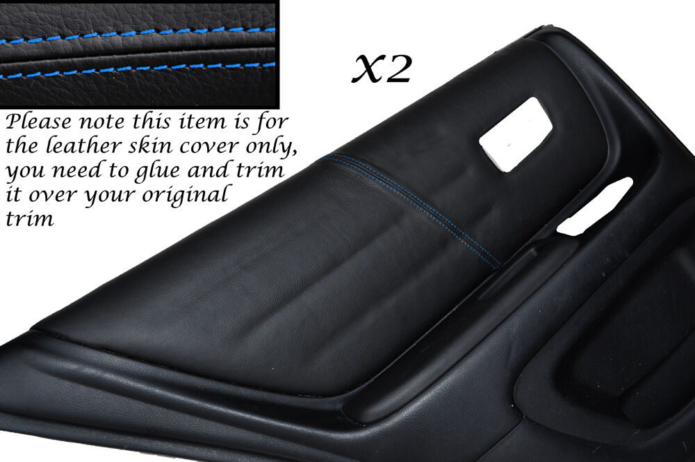 BLUE STITCH 2X REAR DOOR CARD TRIM SKIN COVERS FITS LEXUS IS200 1998-2005