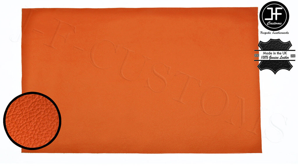 ORANGE LEATHER 25cm x 50cm QUALITY TOP GRAIN GENUINE LEATHER CRAFTS AUTOMOTIVE