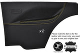 YELLOW STICH 2X REAR FULL DOOR CARD LEATHER COVER FITS FORD ESCORT MK1 COUPE 2DR