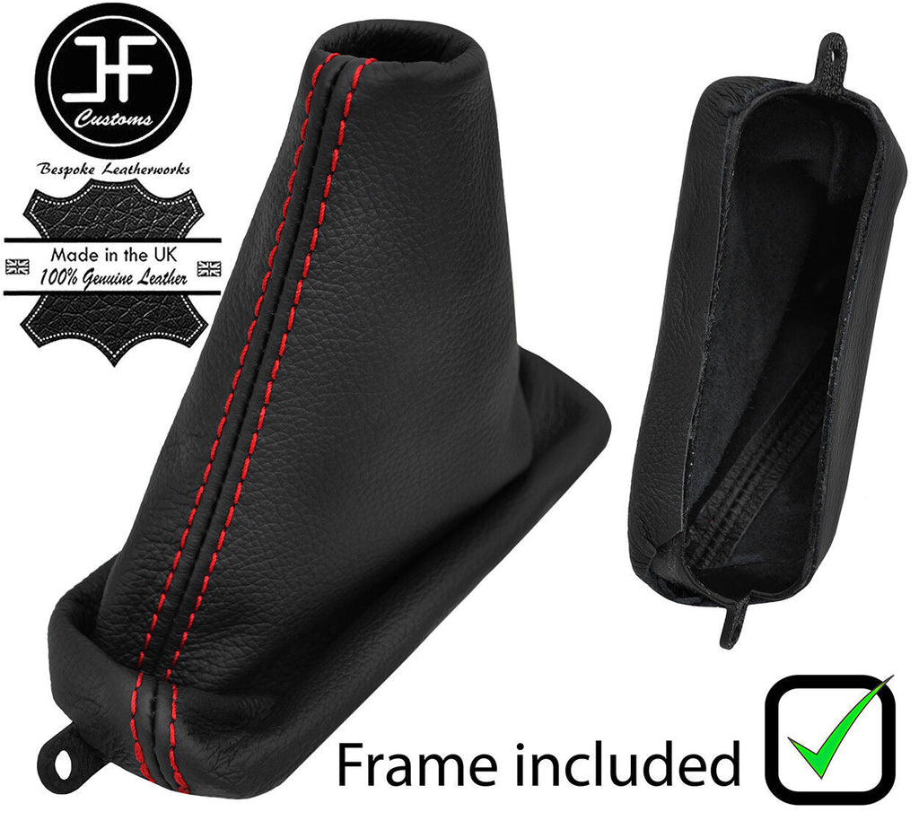 RED STITCH LEATHER HANDBRAKE GAITER+PLASTIC FRAME FITS MAZDA RX7 FD3S 92-02