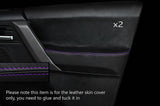 PURPLE STITCH 2X FRONT DOOR CARD SKIN COVERS FITS LAND ROVER FREELANDER 2 06-14