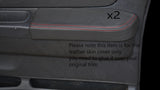 RED STITCH 2X DOOR ARMREST GREY LEATHER SKIN COVERS FITS NISSAN NAVARA D22