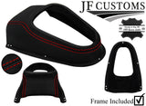 RED STITCH LEATHER GEAR SURROUND GAUNTLET COVER+FRAME FOR JAGUAR E TYPE S2