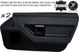 BLUE STITCH 2X FRONT DOOR CARD TRIM LEATHER SKIN COVER FITS CORVETTE C4 84-90
