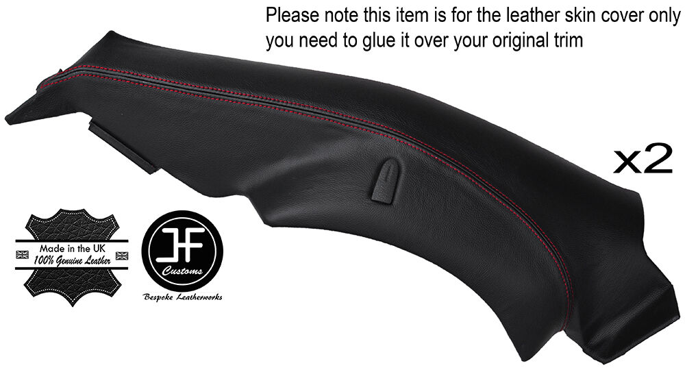 RED STITCH 2X LOWER C PILLAR LEATHER COVERS FITS VW GOLF MK4 JETTA 98-05 5DR