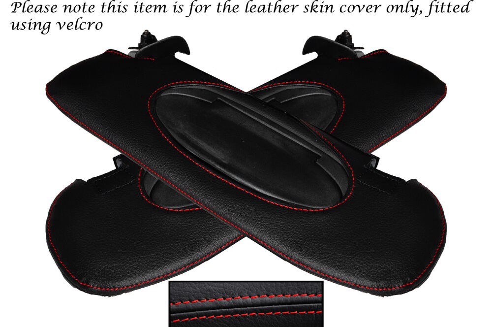 RED STITCH 2X SUN VISORS LEATHER COVERS FITS PORSCHE BOXSTER 987 CAYMAN 05-12