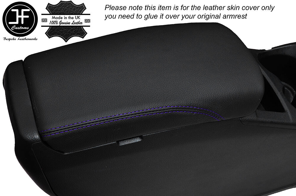 PURPLE STITCH ARMREST LID LEATHER COVER FITS NISSAN QASHQAI J11 2013-2016