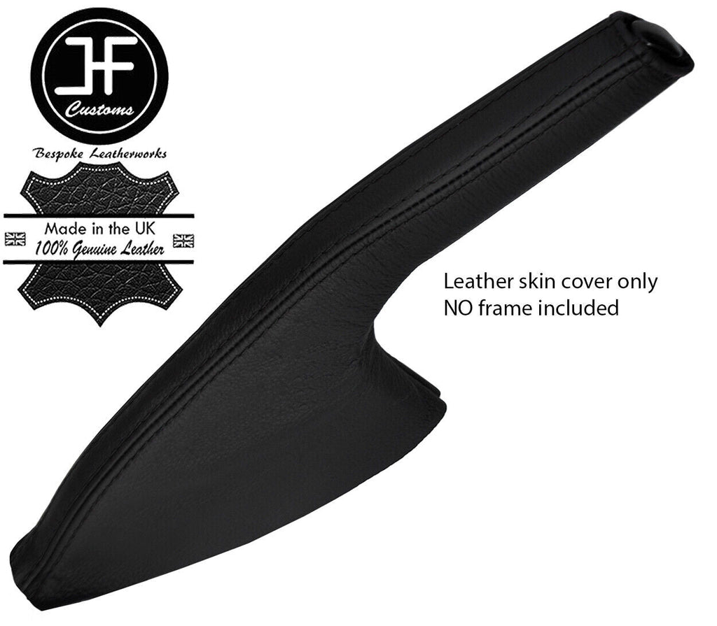 BLACK STITCH HANDBRAKE GAITER TOP GRAIN LEATHER COVER FOR FITS VW POLO 6R 09-17