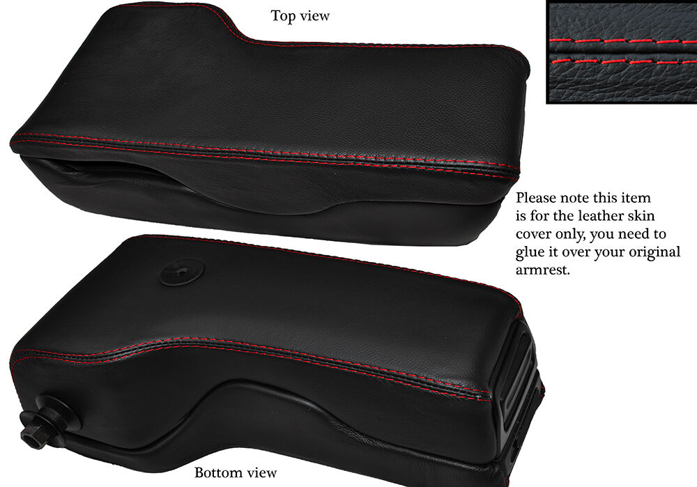 RED STITCHING LEATHER ARMREST SKIN COVER FITS AUDI A6 1995-1998 CUSTOM NEW