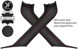 RED STITCH 2X PILLAR LEATHER & CARBON VINYL COVERS FITS TOYOTA MR2 MK3 00-07