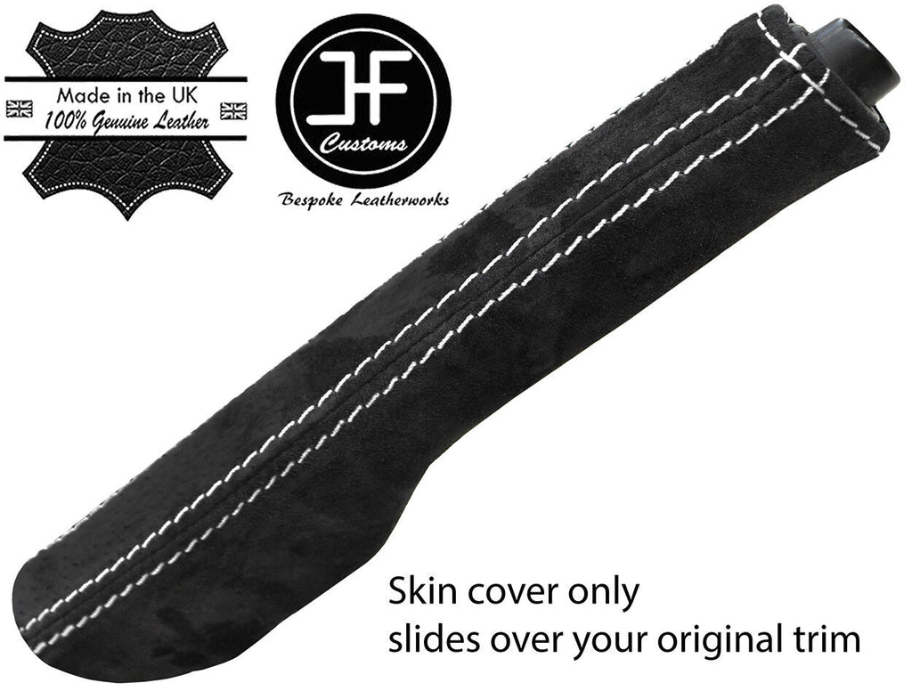 WHITE  STITCH REAL STITCH REAL SUEDE HANDBRAKE GAITER FITS VW GOLF MK5 V 03-09