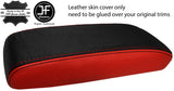 BLACK & RED ARMREST REAL TOP GRAIN LEATHER COVER FITS HONDA PRELUDE MK4 92-96