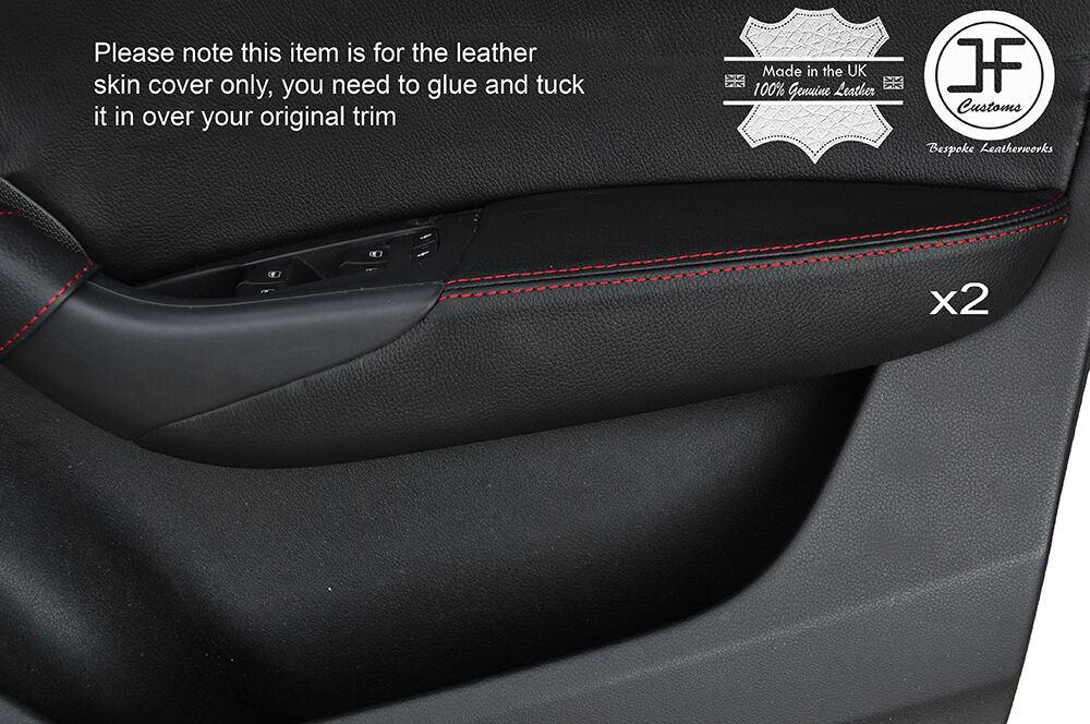 RED STITCHING 2X FRONT DOOR ARMREST LEATHER COVERS FITS AUDI Q3 12-16 CUSTOM NEW