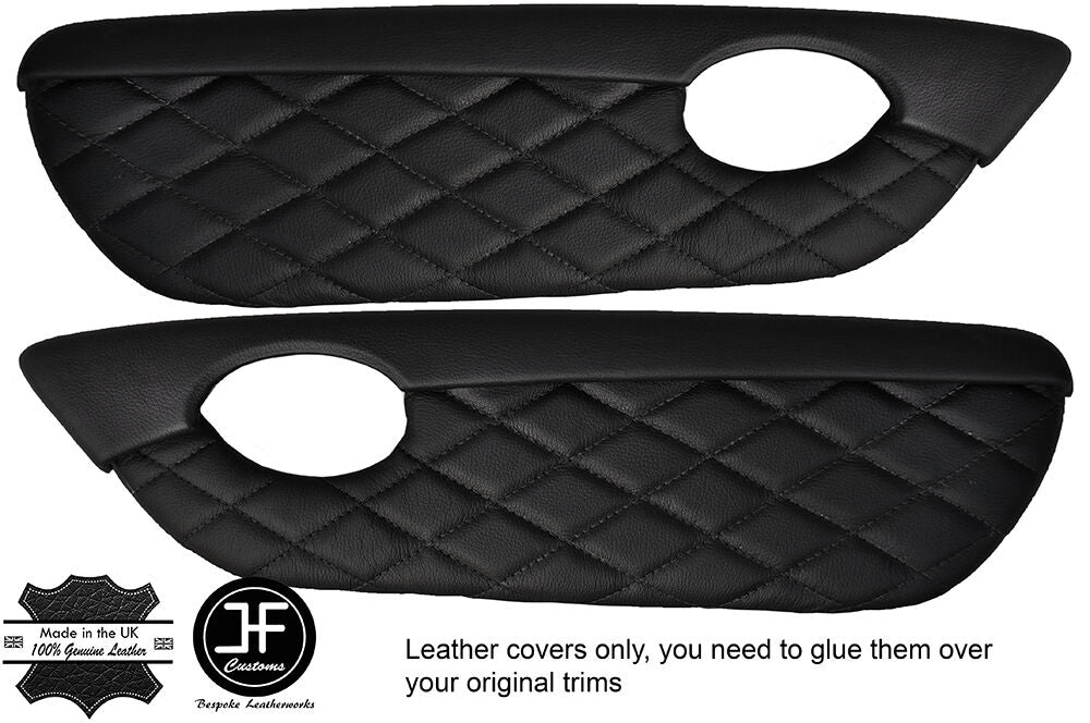BLACK DIAMOND STITCH 2X DOOR CARD TRIM LEATHER COVERS FITS MG TF MGTF MK2 00-06