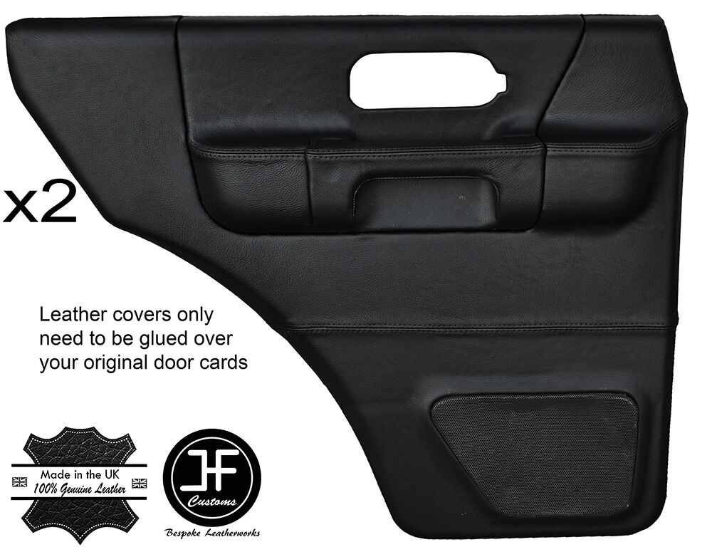 BLACK STITCH 2X REAR FULL DOOR CARD LTHR COVERS FITS LAND ROVER DISCOVERY 96-04