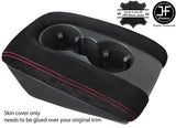 RED STITCH DOUBLE CUP ARMREST LID REAL SUEDE COVER ONLY FITS AUDI Q7 07-15