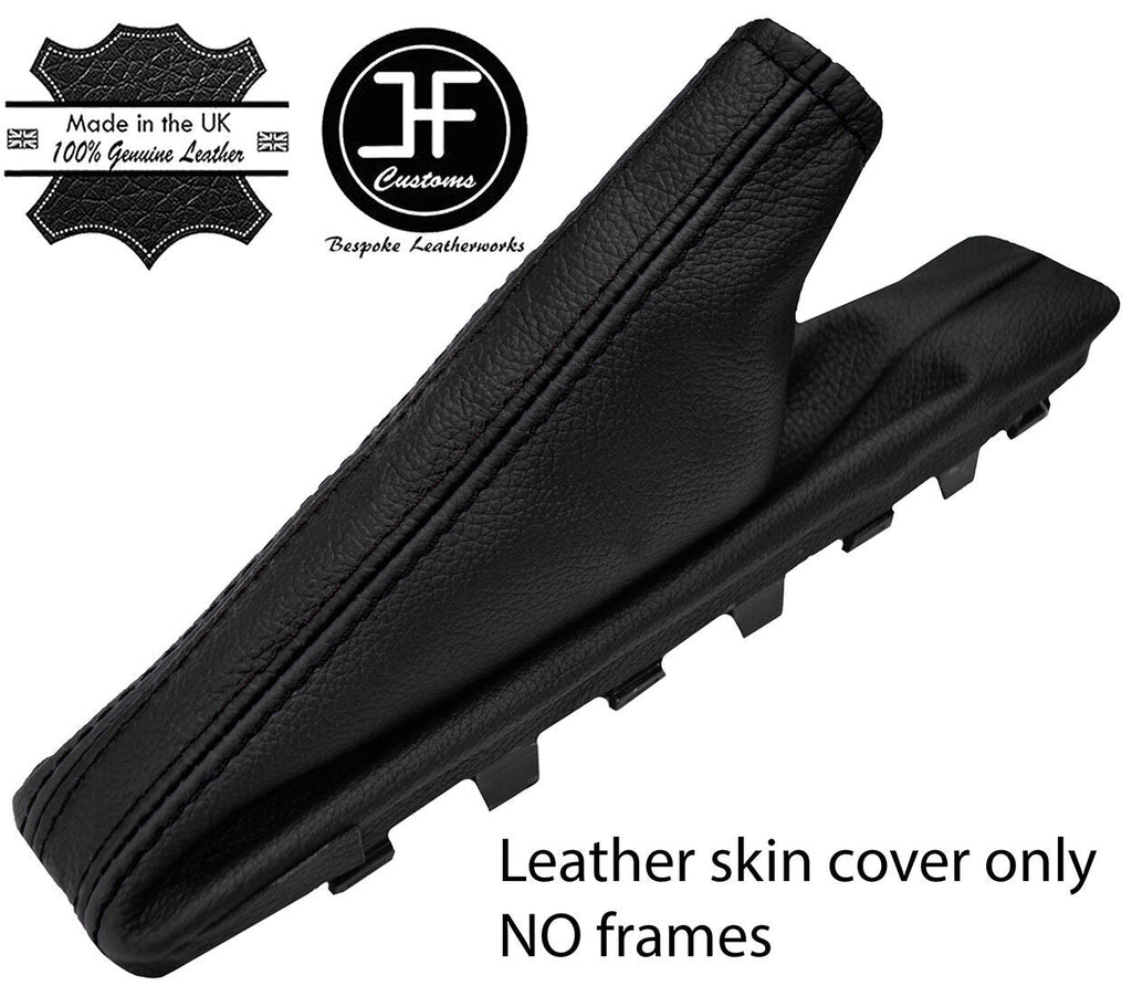 BLACK & BLACK STRIPE LEATHER HANDBRAKE GAITER FITS SKODA OCTAVIA MK3 2013-2018
